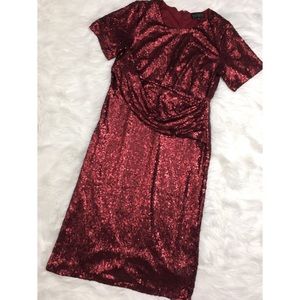 Sold ‼️Eloquii Studio Plus Size 16 Red Sequin Drape Dress